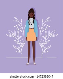 young and beautiful afro girl character