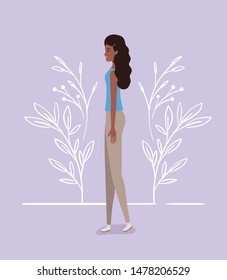 young and beautiful afro girl character