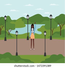 young and beautiful afro girl in the park