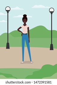 young and beautiful afro girl in the park