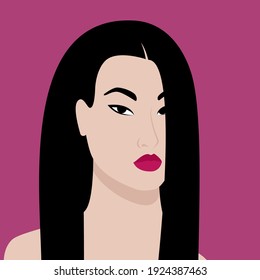 Young Beautiful Asian Woman. Beauty And Fashion. Vector Illustration In A Flat Style.