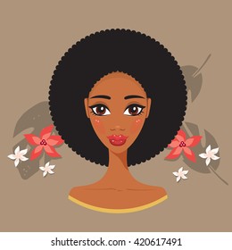 Young beautiful black woman African spa and beauty treatment concept