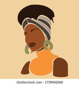 Young beautiful black women. Fashion portrait of an afro American girl. Cute girl vector illustration. Character design.