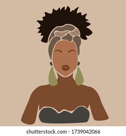 Young beautiful black women. Fashion portrait of an afro American girl. Cute girl vector illustration. Character design.