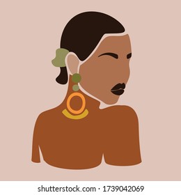 Young beautiful black women. Fashion portrait of an afro American girl. Cute girl vector illustration. Character design.