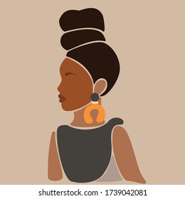 Young beautiful black women. Fashion portrait of an afro American girl. Cute girl vector illustration. Character design.