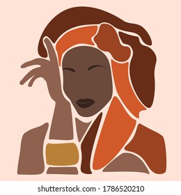 Young beautiful black women. Fashion portrait of an afro American girl. Cute girl vector illustration. Character design.