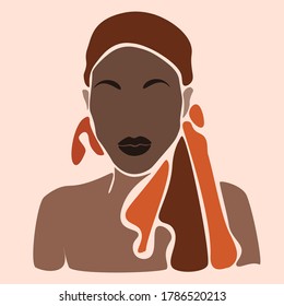 Young beautiful black women. Fashion portrait of an afro American girl. Cute girl vector illustration. Character design.