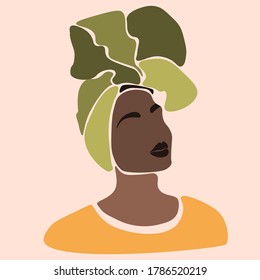 Young beautiful black women. Fashion portrait of an afro American girl. Cute girl vector illustration. Character design.