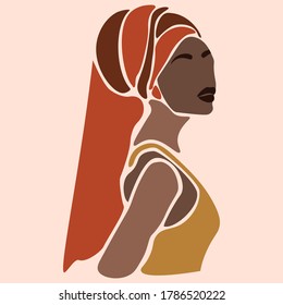 Young beautiful black women. Fashion portrait of an afro American girl. Cute girl vector illustration. Character design.