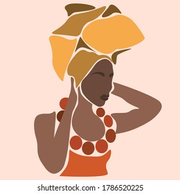 Young beautiful black women. Fashion portrait of an afro American girl. Cute girl vector illustration. Character design.