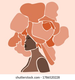 Young beautiful black women. Fashion portrait of an afro American girl. Cute girl vector illustration. Character design.