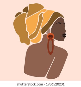 Young beautiful black women. Fashion portrait of an afro American girl. Cute girl vector illustration. Character design.