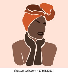 Young beautiful black women. Fashion portrait of an afro American girl. Cute girl vector illustration. Character design.