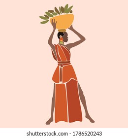 Young beautiful black women. Fashion portrait of an afro American girl. Cute girl vector illustration. Character design.