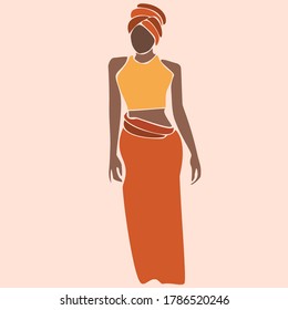 Young beautiful black women. Fashion portrait of an afro American girl. Cute girl vector illustration. Character design.