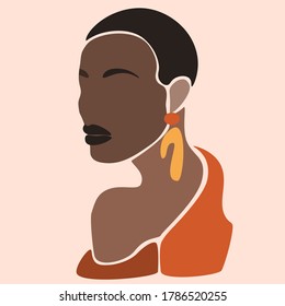 Young beautiful black women. Fashion portrait of an afro American girl. Cute girl vector illustration. Character design.