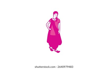 Young Beautiful Cartoon Style Woman In Traditional Clothes