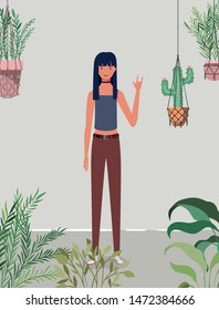 young and beautiful girl in the garden character
