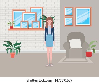 young and beautiful girl in the house place