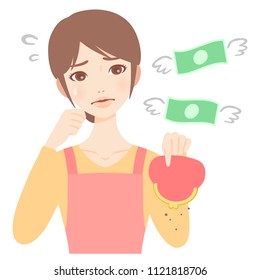 young beautiful housewife with wallet flat style avatar