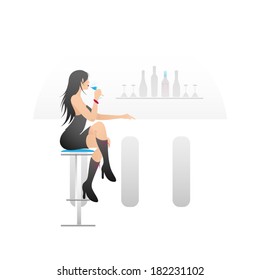young beautiful lady drinking in a bar