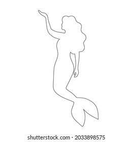 Young Beautiful Mermaid Outline Silhouette Design Stock Vector (Royalty ...