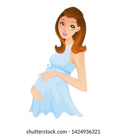 Young Beautiful pregnant woman expecting a baby isolated