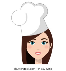 Young and beautiful woman chef profile, vector illustration design.