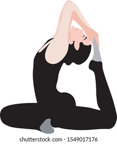 Young beautiful woman doing yoga pose, stretching her body