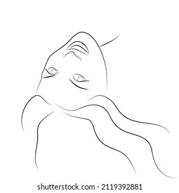 young beautiful woman face outline