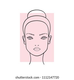 Young beautiful woman face rectangle shape. vector illustration