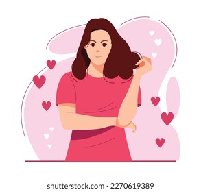 Young beautiful woman with long hair. Fashion woman. Vector illustration