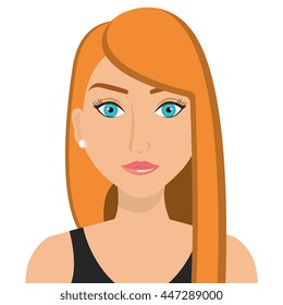 Young and beautiful woman profile cartoon over white backgroudn, vector illustration.