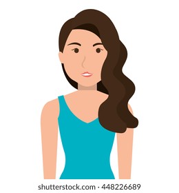 Young and beautiful woman profile cartoon, vector illustration flat design.