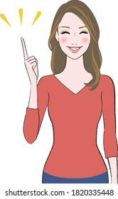 A young beautiful woman smiling introducing about something