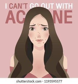Young and beautiful woman take care of her face and skin. Vector surgery concept.