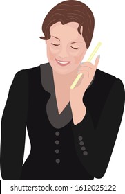 Young beautiful woman talking on the phone.Vector illustration for your business.
