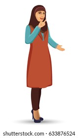 The young beautiful woman wears hijab. The vector illustration isolated on a white background.