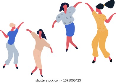 Young beautiful women dance.Drawing on a white background. Vector illustration.
