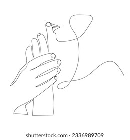 young beautiful women showing silent gesture. privacy concept. hand drawn style vector illustration. Vector illustration.