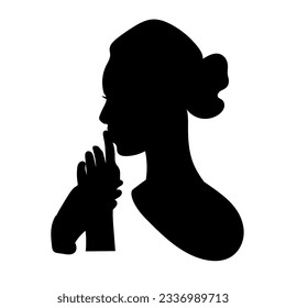 young beautiful women showing silent gesture. privacy concept. hand drawn style vector illustration. Vector illustration.