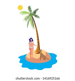 young big woman on the beach summer scene