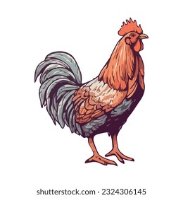 Young bird standing in free range farm icon isolated