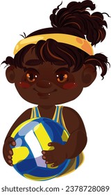 young black athlete plays volleyball