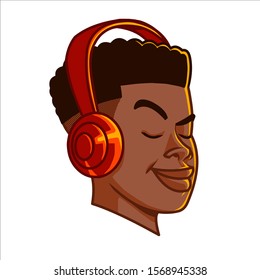 Young Black Boy Listening Music