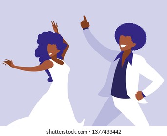 young black couple dancing characters
