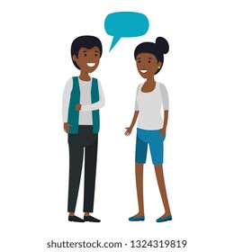 young black couple with speech bubble characters