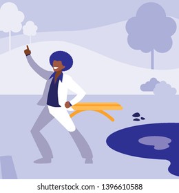 young black dancer dancing in the park vector illustration design