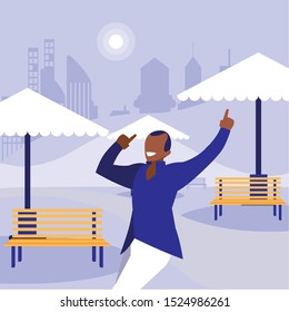 young black dancer dancing in the park vector illustration design